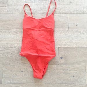 Aerie Lace-Up Swimsuit in Red, Medium